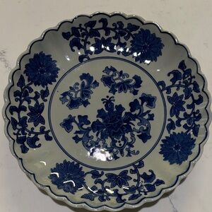 Blue and White Floral Decorative Plate 10 1/2 inch